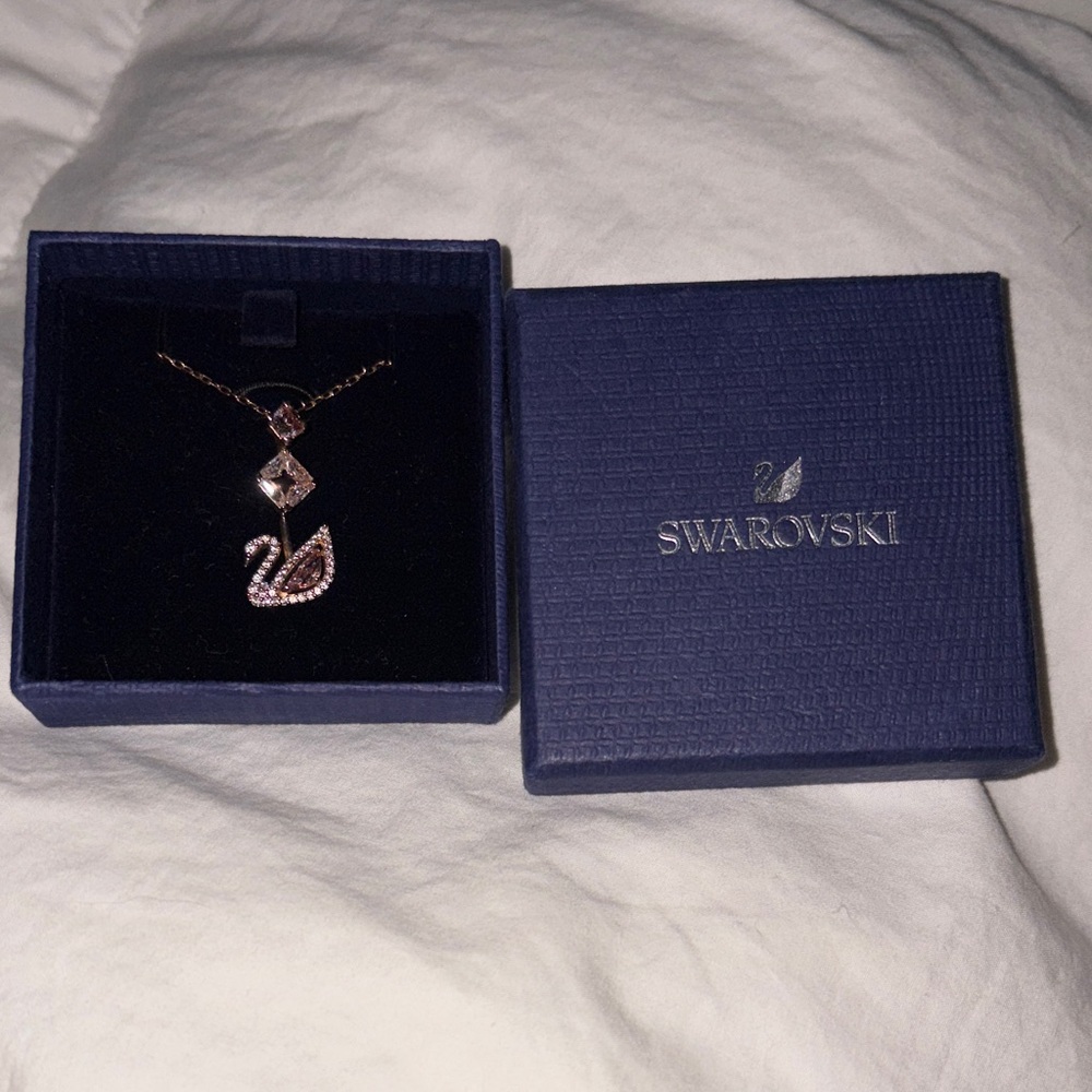 Swarovski Rose Gold Swan Pendant Necklace